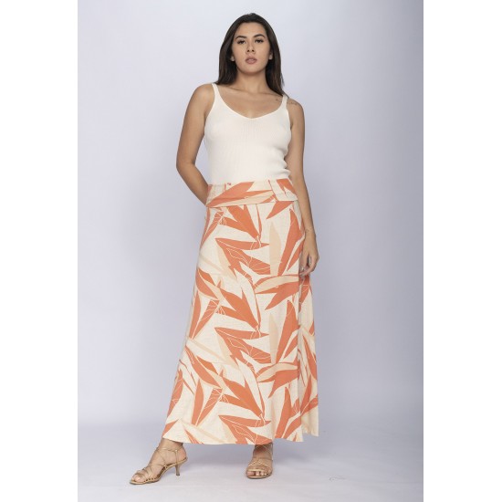 Saia Longa Malha SAZ Estampa Selvagem Laranja