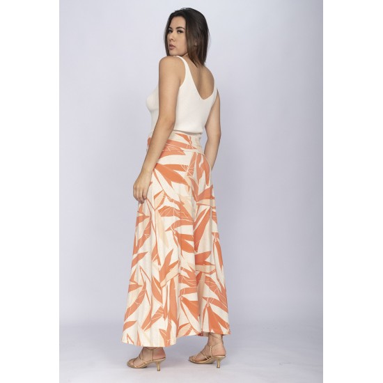 Saia Longa Malha SAZ Estampa Selvagem Laranja