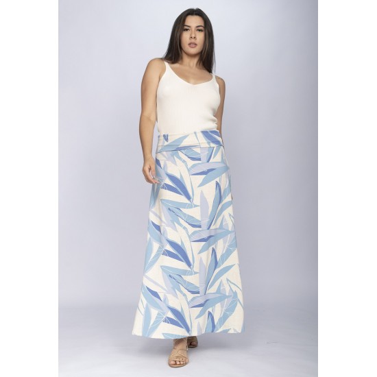 Saia Longa Malha SAZ Estampa Selvagem Blue