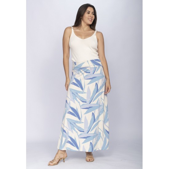 Saia Longa Malha SAZ Estampa Selvagem Blue