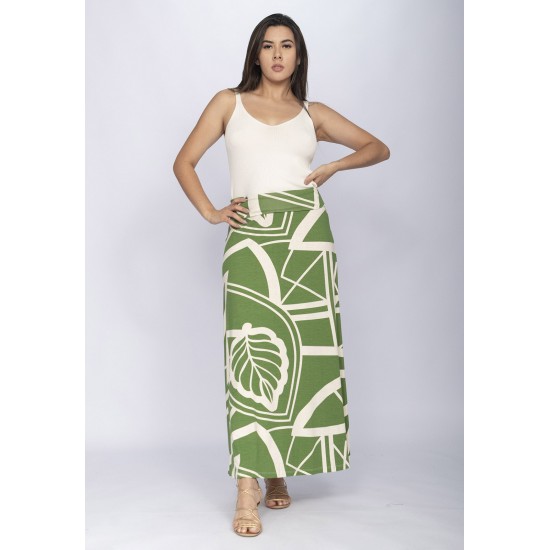 Saia Longa Malha SAZ Estampa Lagoa Botânica Verde