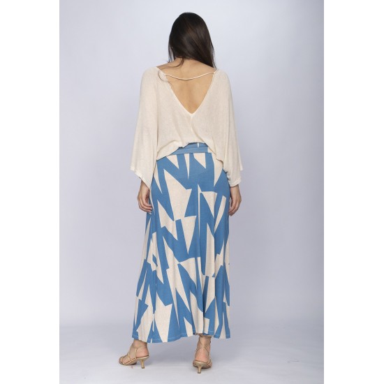 Saia Longa Malha SAZ Estampa Geometric Blue