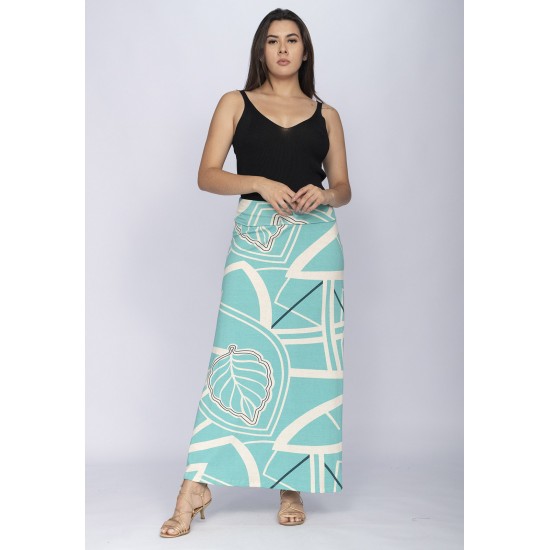 Saia Longa Malha SAZ Estampa Aqua Flora