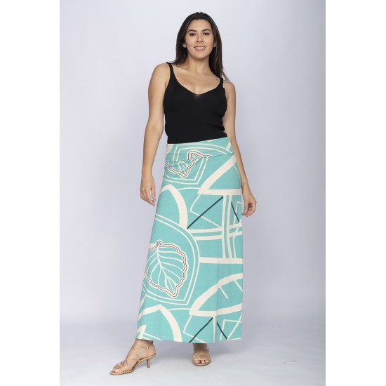Saia Longa Malha SAZ Estampa Aqua Flora