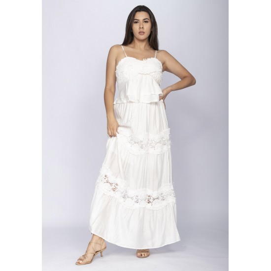 Conjunto de Saia e Croped Flora Amazônica Renda Branco