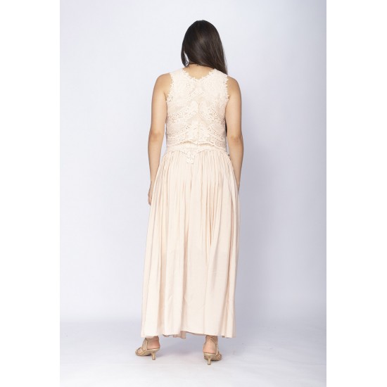 Conjunto de Saia e Croped Essência da Mata Renda Concha Rosa