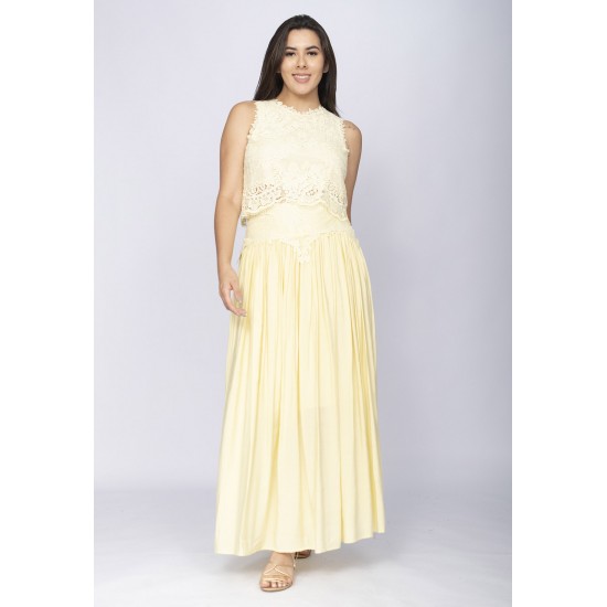 Conjunto de Saia e Croped Essência da Mata Renda Capim Dourado