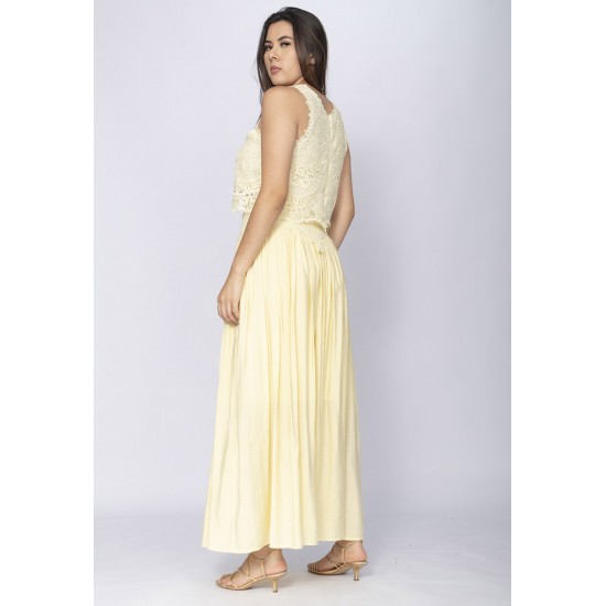 Conjunto de Saia e Croped Essência da Mata Renda Capim Dourado