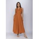 Vestido Longo Andirá Viscose Amarração nas Costas Argila Laranja