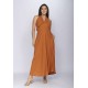 Vestido Longo Andirá Viscose Amarração nas Costas Argila Laranja