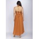 Vestido Longo Andirá Viscose Amarração nas Costas Argila Laranja