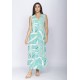 Vestido Longo Acará Malha Estampa Aqua Flora