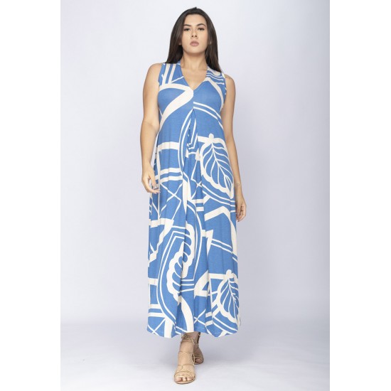 Vestido Longo Acará Malha Estampa Lagoa Botânica
