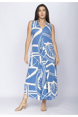 Vestido Longo Acará Malha Estampa Lagoa Botânica
