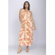 Vestido Longo Acará Malha Estampa Selvagem Laranja