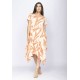 Vestido Saruel Malha Manga Curta Estampa Selvagem Laranja