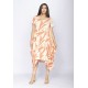 Vestido Saruel Malha Manga Curta Estampa Selvagem Laranja