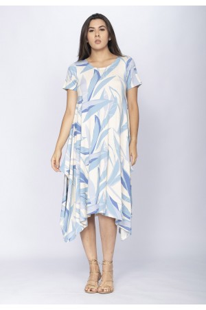 Vestido Saruel Malha Manga Curta Estampa Selvagem Blue