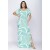 Vestido Longo Malha Fenda na Lateral Estampa Aqua Flora