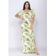 Vestido Longo Malha Fenda na Lateral Estampa Verde Selvagem