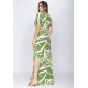 Vestido Longo Malha Fenda na Lateral Estampa Lagoa Botânica Verde