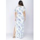 Vestido Longo Malha Fenda na Lateral Estampa Selvagem Blue