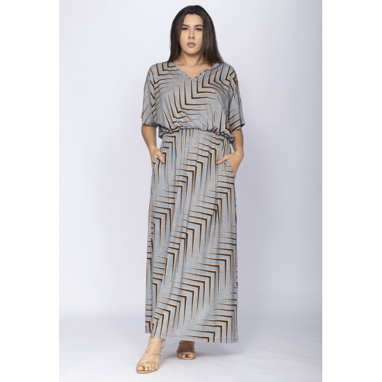 Vestido Longo Plus Malha Estampa Murici