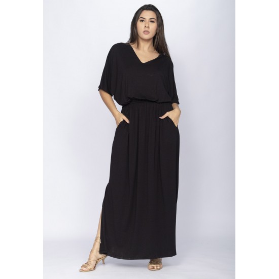 Vestido Longo Plus Malha Preto