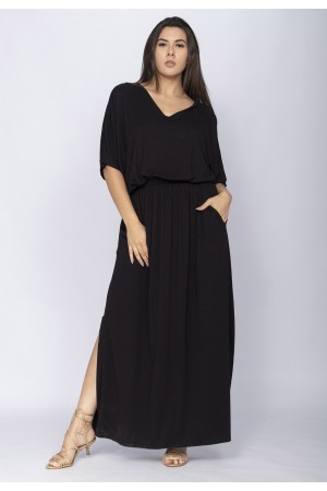 Vestido Longo Plus Malha Preto