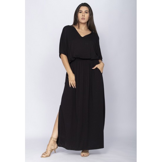 Vestido Longo Plus Malha Preto