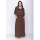 Vestido Longo Plus Malha Marrom