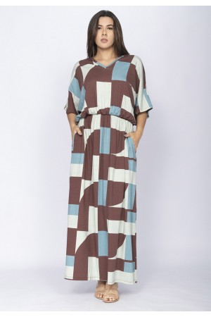 Vestido Longo Plus Malha Estampa Santa Rosa do Tocantins