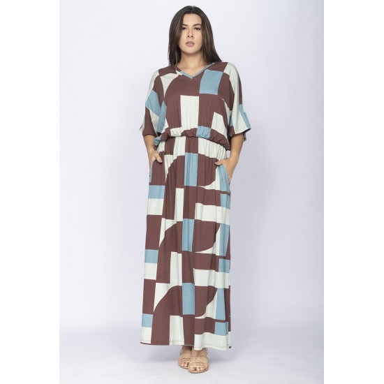 Vestido Longo Plus Malha Estampa Santa Rosa do Tocantins