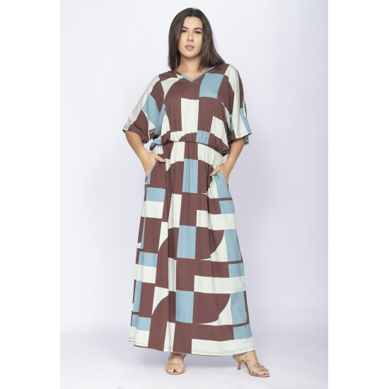 Vestido Longo Plus Malha Estampa Santa Rosa do Tocantins