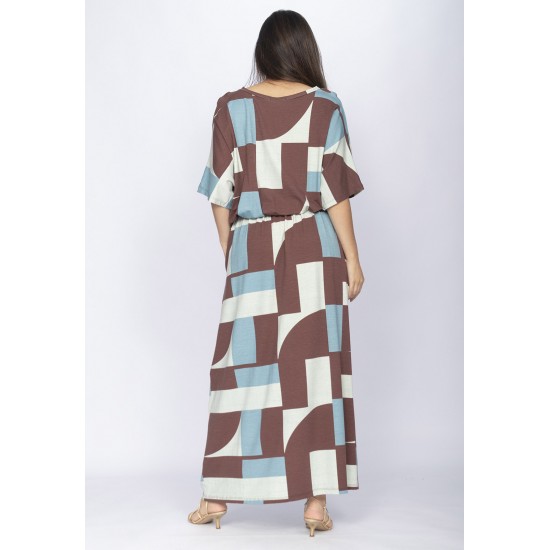 Vestido Longo Plus Malha Estampa Santa Rosa do Tocantins