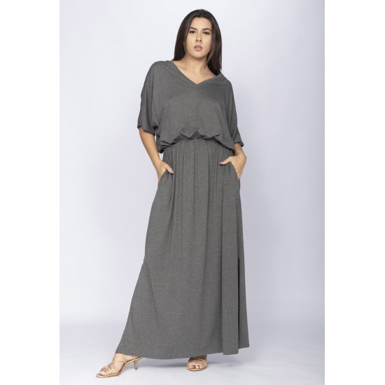 Vestido Longo Plus Malha Mescla