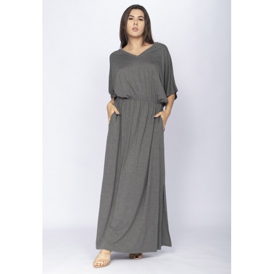 Vestido Longo Plus Malha Mescla