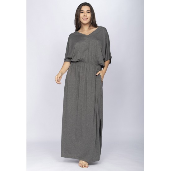 Vestido Longo Plus Malha Mescla