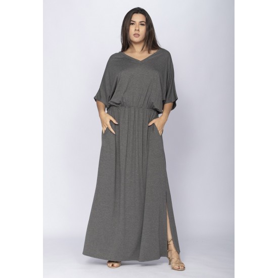 Vestido Longo Plus Malha Mescla
