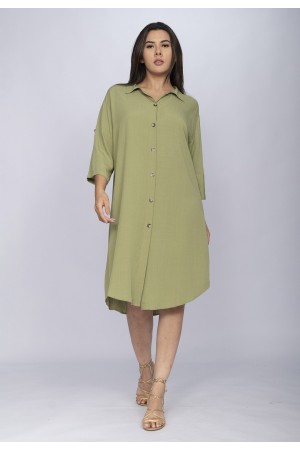 Vestido Chemise Curto Tapajó Viscose Verde Folhagem
