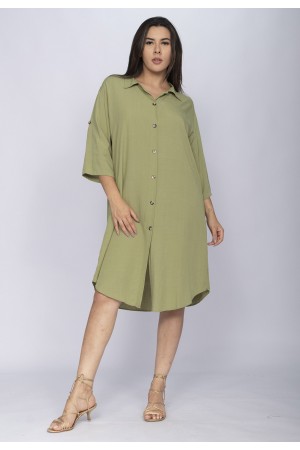 Vestido Chemise Curto Tapajó Viscose Verde Folhagem