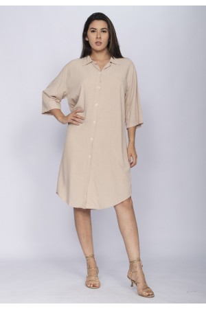 Vestido Chemise Curto Tapajó Viscose Bege