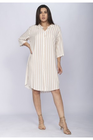 Vestido Chemise Curto Tapajó Viscose Areia Listrado