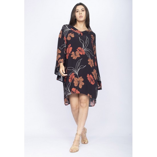 Vestido Curto Estampa Rosas da Floresta