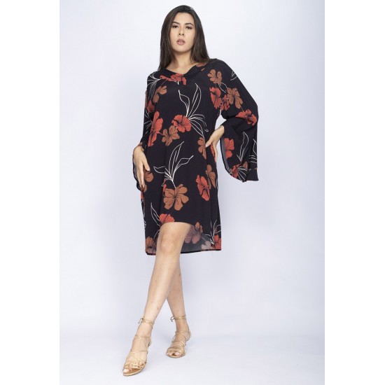 Vestido Curto Estampa Rosas da Floresta