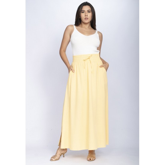 Saia Longa Viscose Amarelo Sun