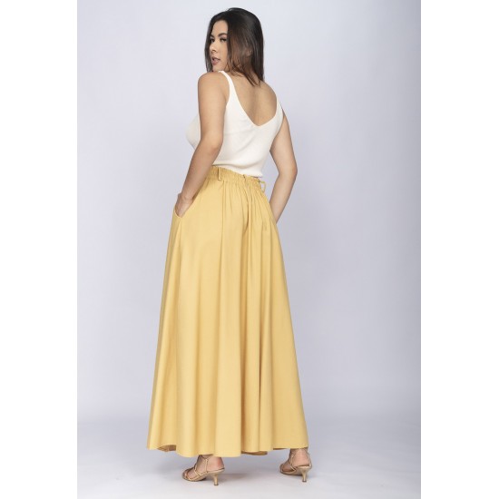 Saia Midi com Zíper Amarelo Dijon