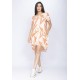 Vestido Curto Malha Amplo Always Estampa Verde Selvagem Laranja
