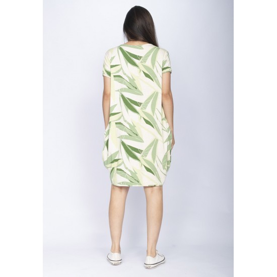 Vestido Curto Malha Amplo Always Estampa Verde Selvagem
