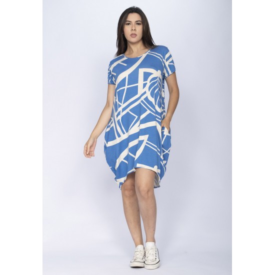 Vestido Curto Malha Amplo Always Estampa Lagoa Botânica